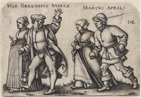 KG 00653
<br/>
Maart en april (boerenbruiloft/ de maanden)
<br/>
<em>Beham, Hans Sebald (1500 - 1550)</em>